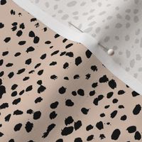 Wild organic speckles and spots animal print boho black marks on pale nude SMALL