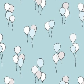 Happy birthday balloon party celebration design with balloons in soft baby blue boys