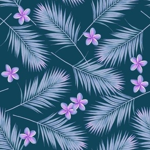 palm and plumeria | blue purple