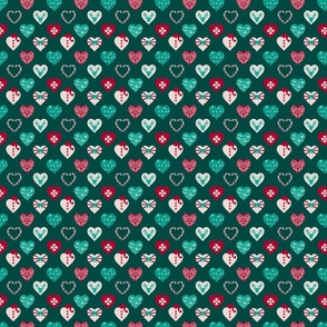 Christmas Hearts in Green