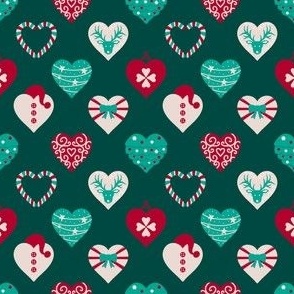Christmas Hearts in Green