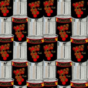 Stacked cans of tomatoes