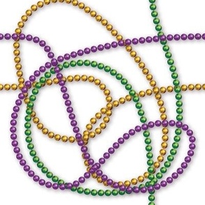 Mardi Gras Beads Tossed on White