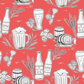 Beer toile de jouy_Red