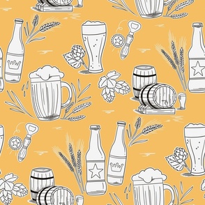 Beer toile de jouy_ Yellow