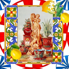 Italian,Sicilian art,lemons,citrus,maiolica,tiles,baroque art