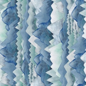 Watercolor Mountains Blue rotated