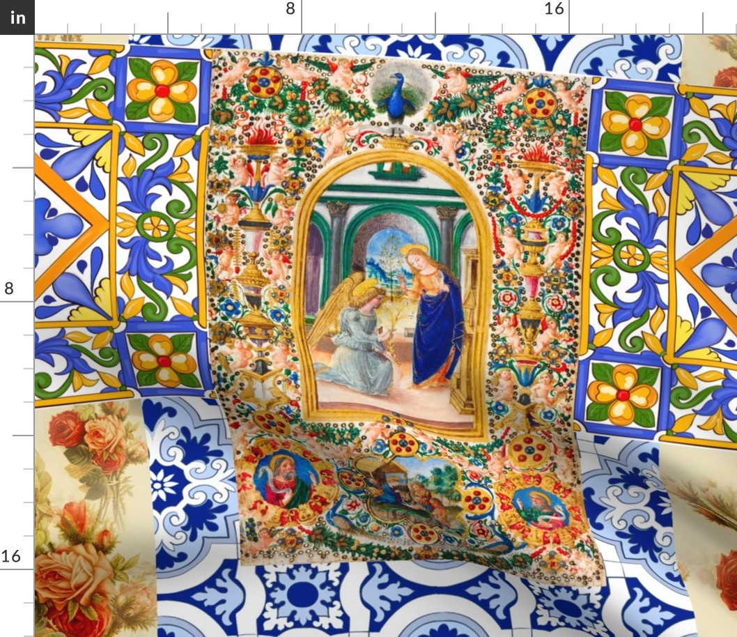 Italian,Sicilian art,holy Mary,Virgin Mary,maiolica,tiles,lemons,