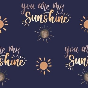 You are my sunshine watercolor lettering / valentines blue medium