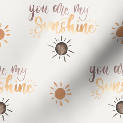 You are my sunshine valentines watercolor medium, gender neutral yellow and brown for kids and baby