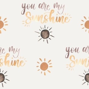 You are my sunshine valentines watercolor medium, gender neutral yellow and brown for kids and baby