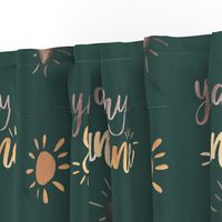 Large you are my sunshine watercolor in yellow and brown on green for home decor and bed linen