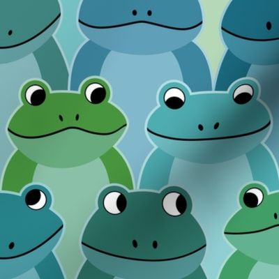 Friendly Frogs Blue Green