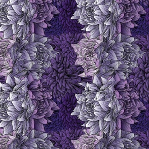 Purple Dahlia Floral Stripe, Botanical Ombre Wallpaper and Bedding Fabric