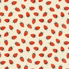 Sweet Strawberries - small - red, black, and cream