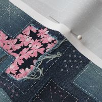 Blooming Denim Sashiko Boro Patches / Tiny Scale