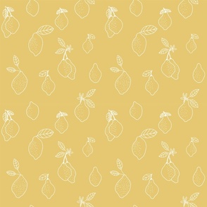 (small) Lemons - Cream lemons on yellow background