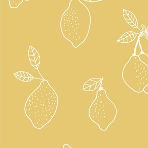 (large) Lemons - Cream lemons on yellow background