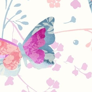 ( large ) Butterfly, floral, watercolor