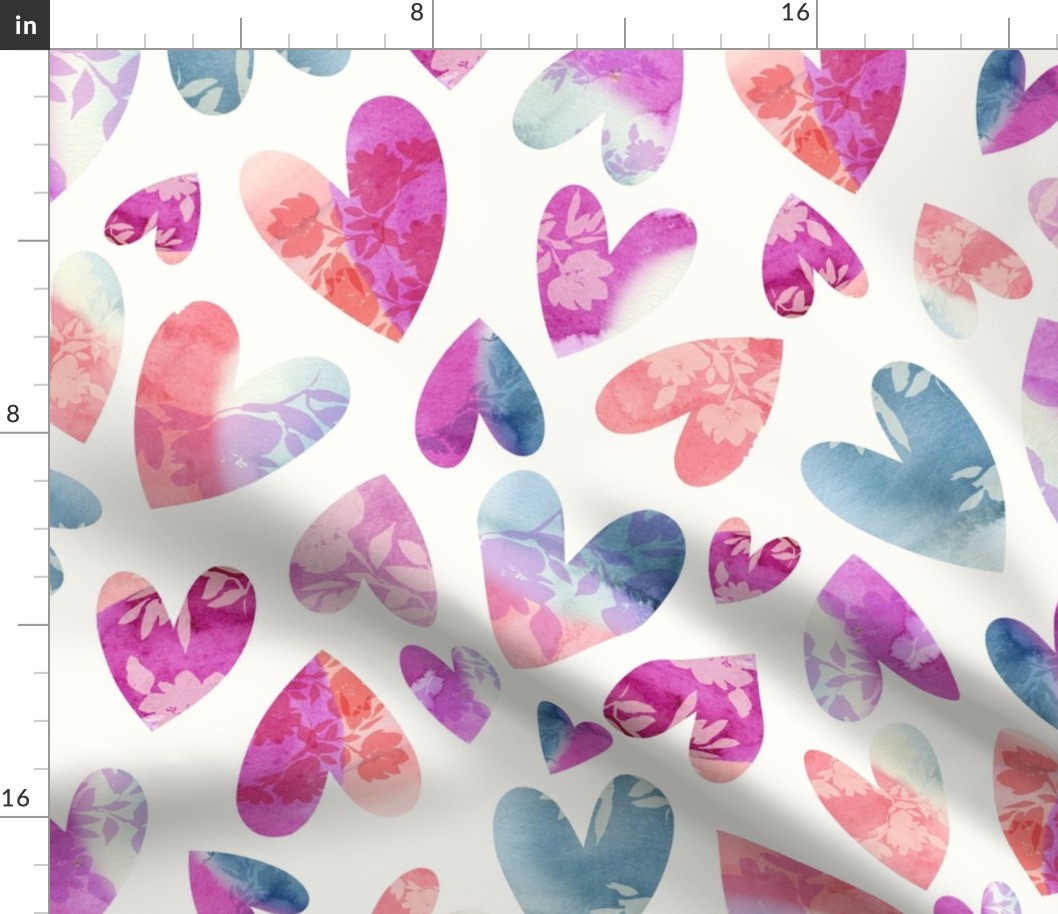 ( Large ) Colorful floral, love, hearts