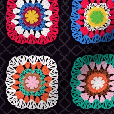 Colorful Vintage Granny Square Crochet