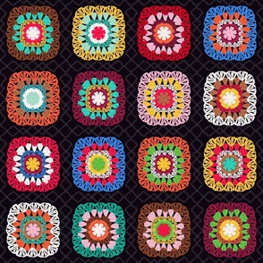 Colorful Vintage Granny Square Crochet