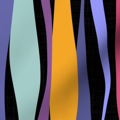 colorful very peri ribbons dark - waves fabric