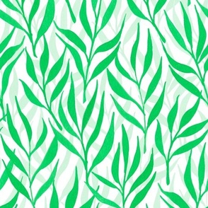 Green watercolor leaves