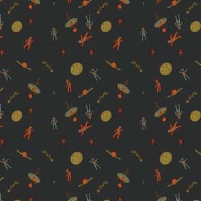 Astro Orange Fabric, Wallpaper and Home Decor