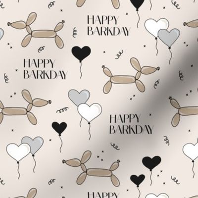 Happy barkday puppy birthday dog animal balloon pet love party celebration neutral ochre beige gray