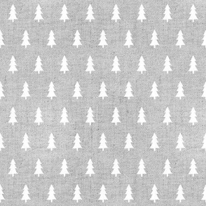 small white pine trees on natural linen