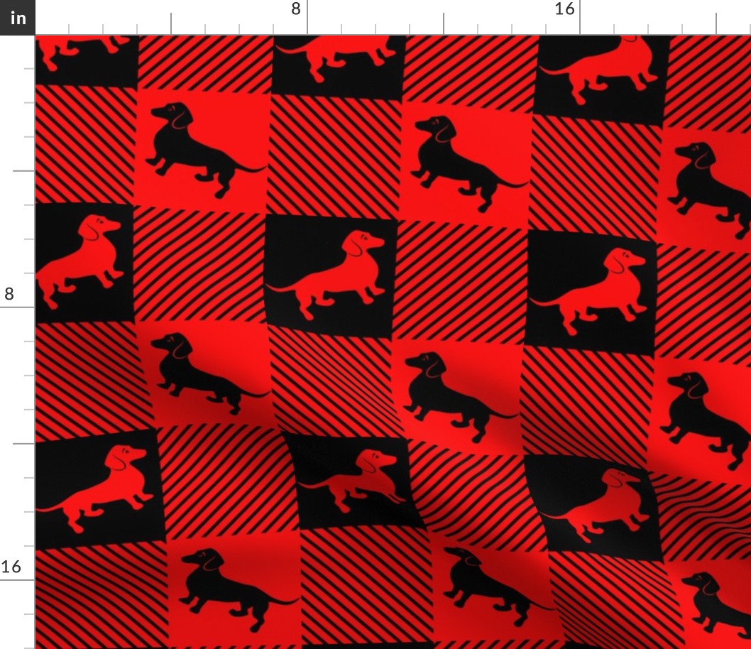 Red and Black Buffalo Plaid Dachshunds