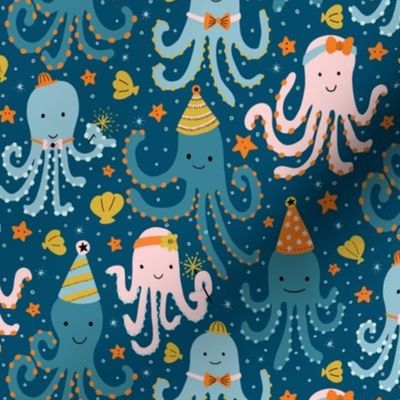 Octopus Party V1 - Under the Sea Underwater Ocean Animal Birthday Party Celebration Party Hats and Balloons - Medium