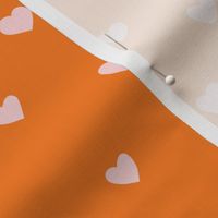 Heart Doodles V1 - Fun Joyful Bright Orange with Pink Red Hearts for Kids Decor - Medium