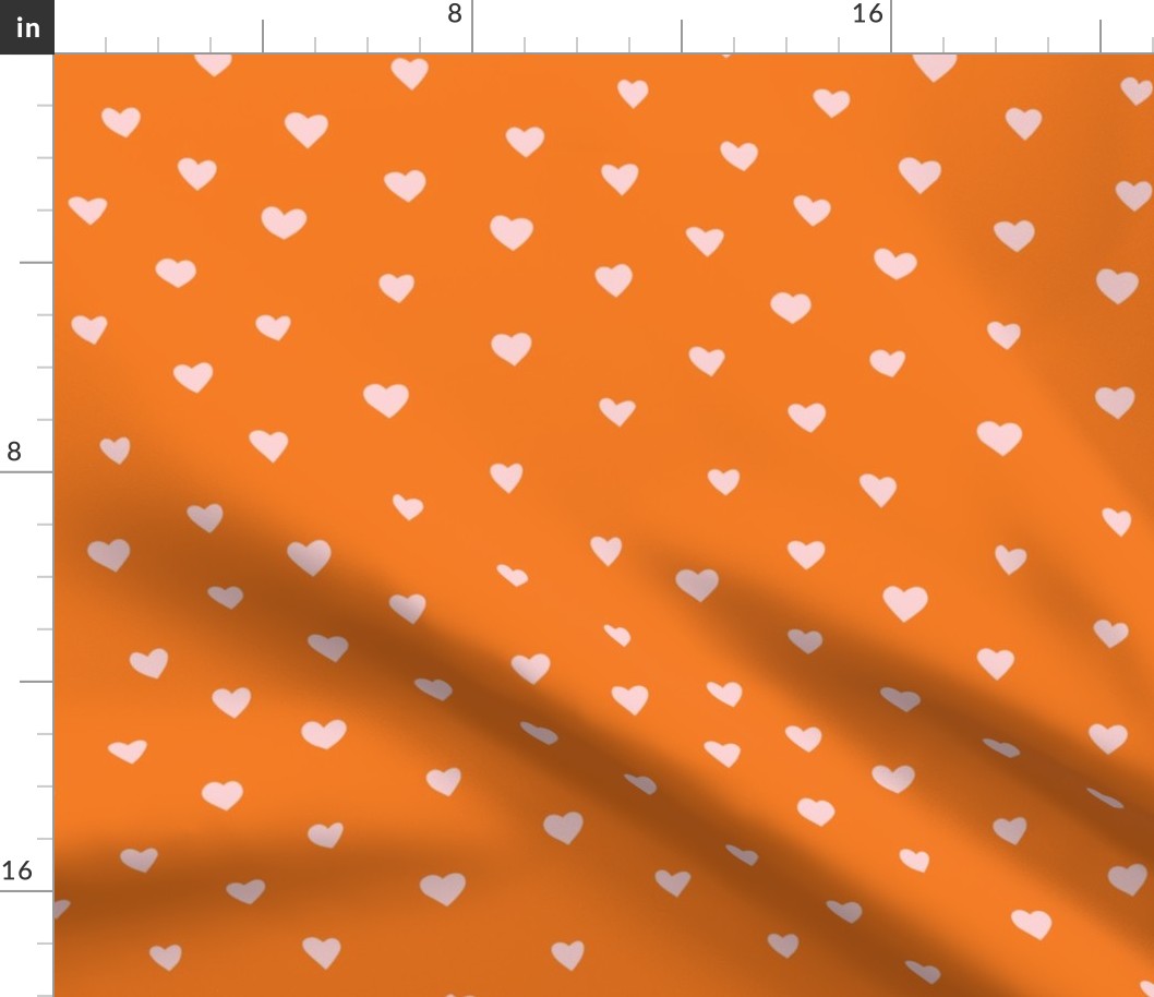 Heart Doodles V1 - Fun Joyful Bright Orange with Pink Red Hearts for Kids Decor - Medium