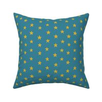 Stars Doodle V1 - Gold Teal Blue Shining Sparkling Stars Childrens Decor - Large