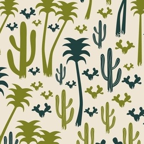 Desert Cactus Palm Trees Green
