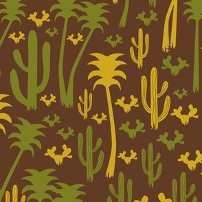 Desert Cactus Palm Trees Night