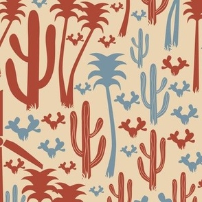 Desert Cactus Palm Trees Windmill