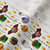 Small Scale Halloween Cake Pop Trick or Treats Candy Corn Pumpkins Bats Mummies Monsters on White