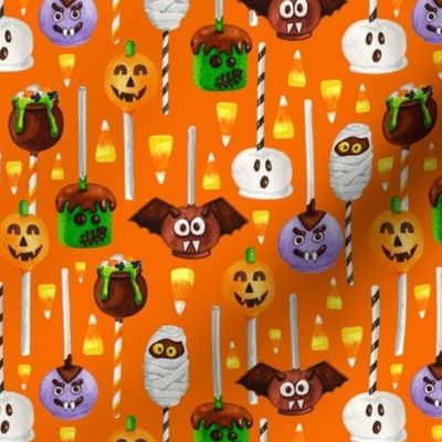 Medium Scale Halloween Cake Pop Trick or Treats Candy Corn Pumpkins Bats Mummies Monsters on Carrot Orange