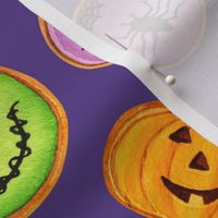 Large Scale Trick or Treat Halloween Cookies Pumpkins Spiders Monsters on Grape Purple