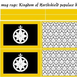 mug rugs: Kingdom of Northshield (SCA) compass rose