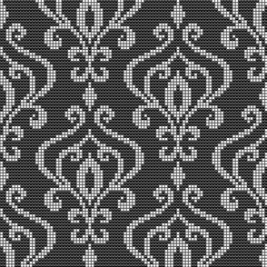Damask black white beads texture large