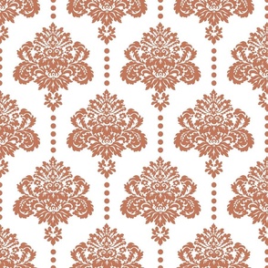 Terracotta damask white