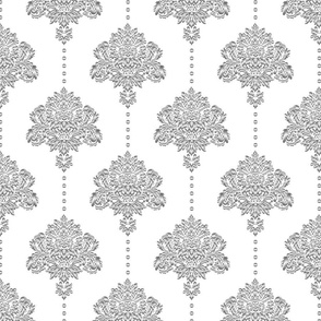 Classic Damask silver white Wallpaper