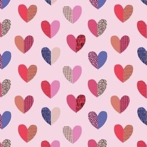 Modern Valentine Hearts  - pink background