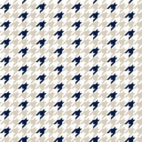 Small-Tan, Navy, and White Houndstooth