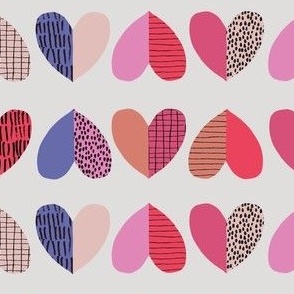  Modern Valentine Hearts LARGE SCALE  - cream background