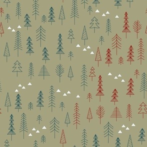 Not-just-for-xmas trees in navy green // by Andrea Price
